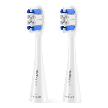 Niceboy - SET 2x Ersatzbürstenkopf Ultrasoft für Kinderzahnbürste ION Sonic weiß