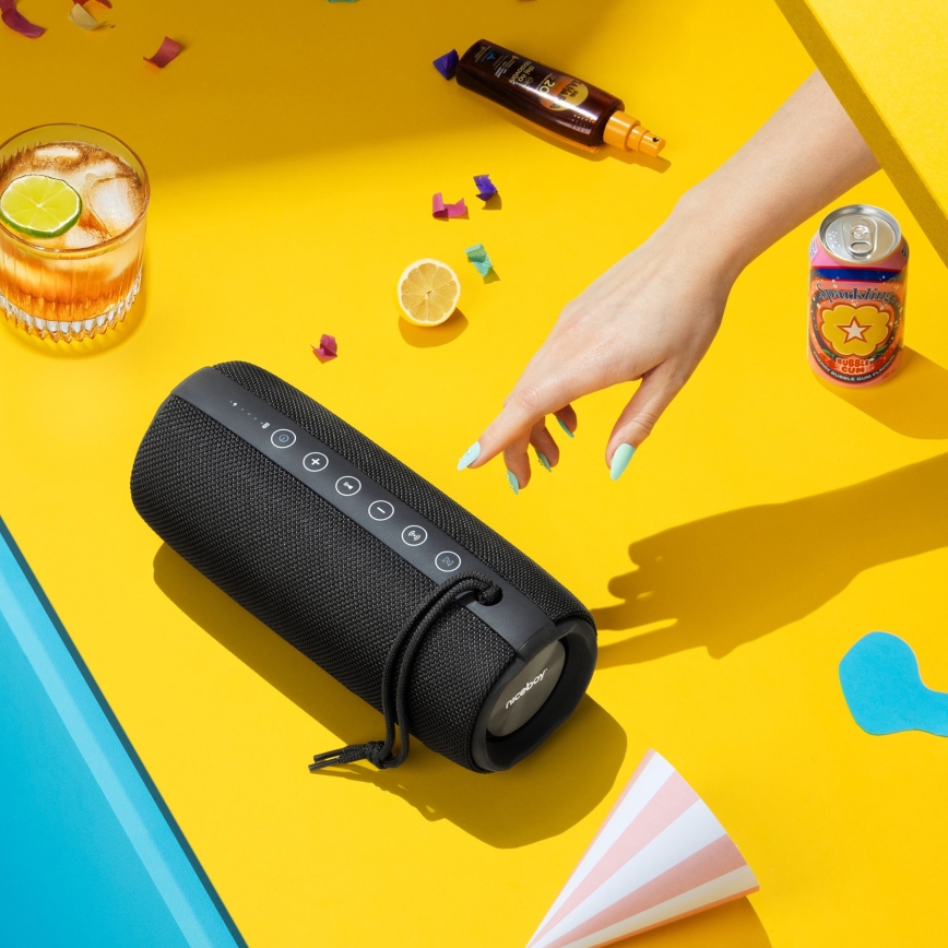 Niceboy Titan 4 - LED Kabelloser Lautsprecher mit Mikrofon und Powerbank-Funktionen 50W/4000 mAh IPX7 schwarz