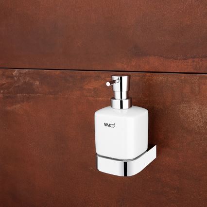 NIMCO NK Set-31K-26 - Seifenspender, Zahnbürstenhalter und Wandhaken für die Wandmontage NIKAU 320 mm weiß/glänzendes Chrom