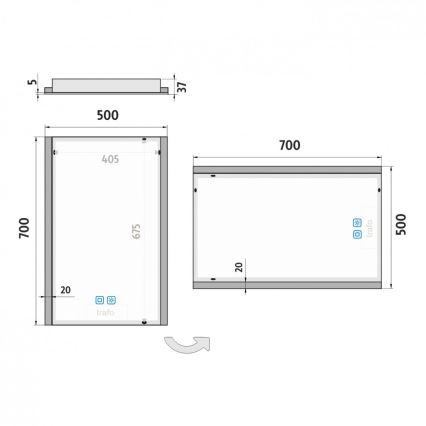NIMCO ZP 11001VX - LED-dimmbarer, hinterleuchteter Badezimmerspiegel LED/21W/230V 3000-6500K 70x50 cm IP44