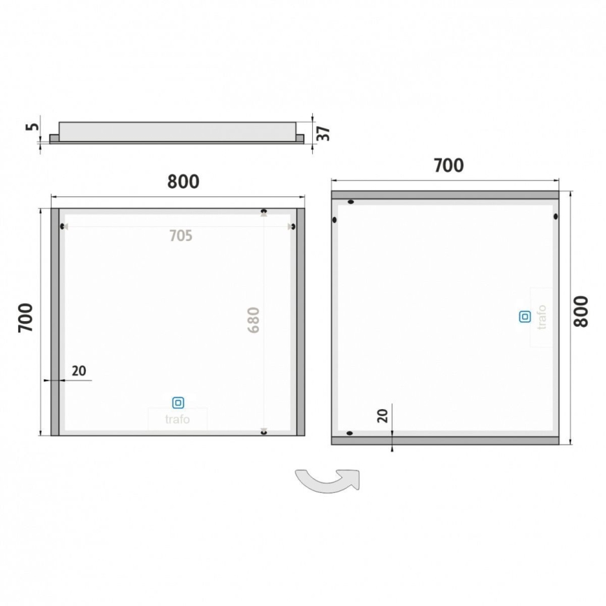 NIMCO ZP 11003V - Dimmbarer LED-Badezimmerspiegel mit Hintergrundbeleuchtung LED/21W/230V 3000-6500K 70x80 cm IP44