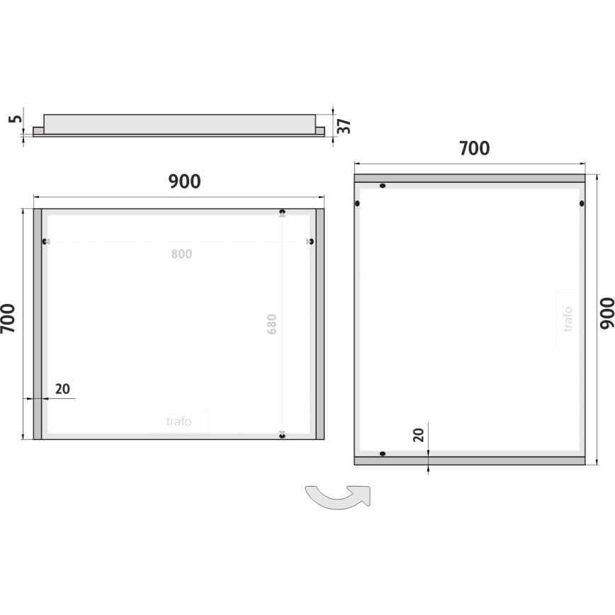 NIMCO ZP 11019 - LED-Badezimmerspiegel mit Hintergrundbeleuchtung LED/21W/230V 6500K 70x90 cm IP44