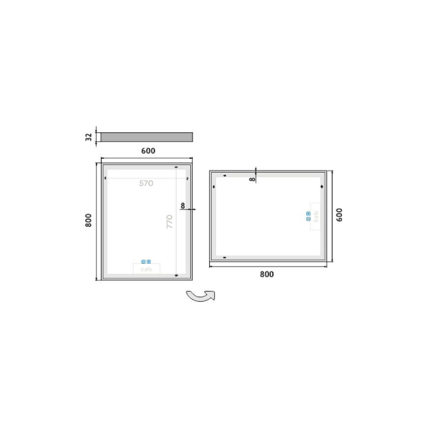 NIMCO ZP 13002VX - LED-dimmbarer, hinterleuchteter Badezimmerspiegel LED/41W/230V 3000-6500K 80x60 cm IP44