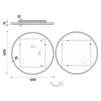 NIMCO ZP 26000R - LED-hinterleuchteter Badezimmerspiegel, 26 W/230 V, 6500 K, Ø 60 cm, IP44