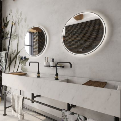 NIMCO ZPC 28000RVX-90 - Dimmbarer, hinterleuchteter LED-Badezimmerspiegel LED/26W/230V 3000–6500K Ø 60 cm matt schwarz IP44