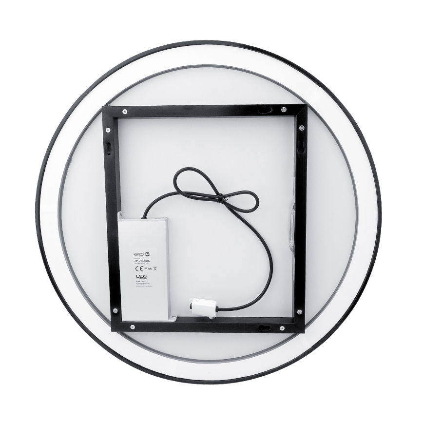 NIMCO ZPC 28000RVX-90 - Dimmbarer, hinterleuchteter LED-Badezimmerspiegel LED/26W/230V 3000–6500K Ø 60 cm matt schwarz IP44