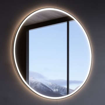 NIMCO ZPC 28001RVX-90 - Dimmbarer, hinterleuchteter Badezimmerspiegel LED/33 W/230 V 3000-6500 K Durchmesser 70 cm matt schwarz IP44