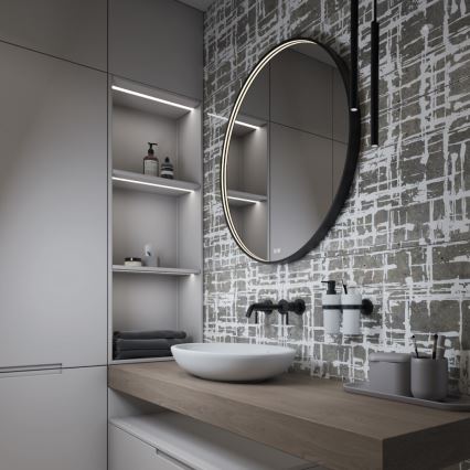 NIMCO ZPC 31000RVX-90 - LED dimmbarer, hintergrundbeleuchteter Badezimmerspiegel LED/20W/230V 3000-6500K Ø 60 cm matt schwarz IP44