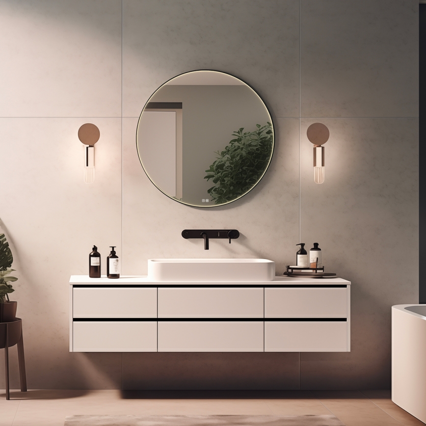 NIMCO ZPC 31000RVX-90 - LED dimmbarer, hintergrundbeleuchteter Badezimmerspiegel LED/20W/230V 3000-6500K Ø 60 cm matt schwarz IP44