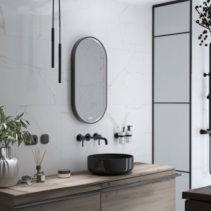 NIMCO ZPC 32002LVX-90 - LED dimmbarer, hinterleuchteter Badezimmerspiegel LED/25W/230V 3000-6500K 80x40 cm matt schwarz IP44