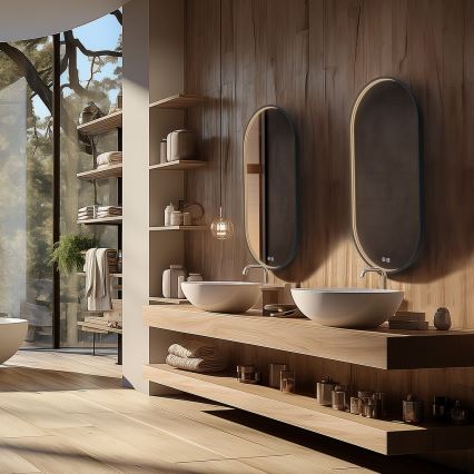 NIMCO ZPC 32002LVX-90 - LED dimmbarer, hinterleuchteter Badezimmerspiegel LED/25W/230V 3000-6500K 80x40 cm matt schwarz IP44