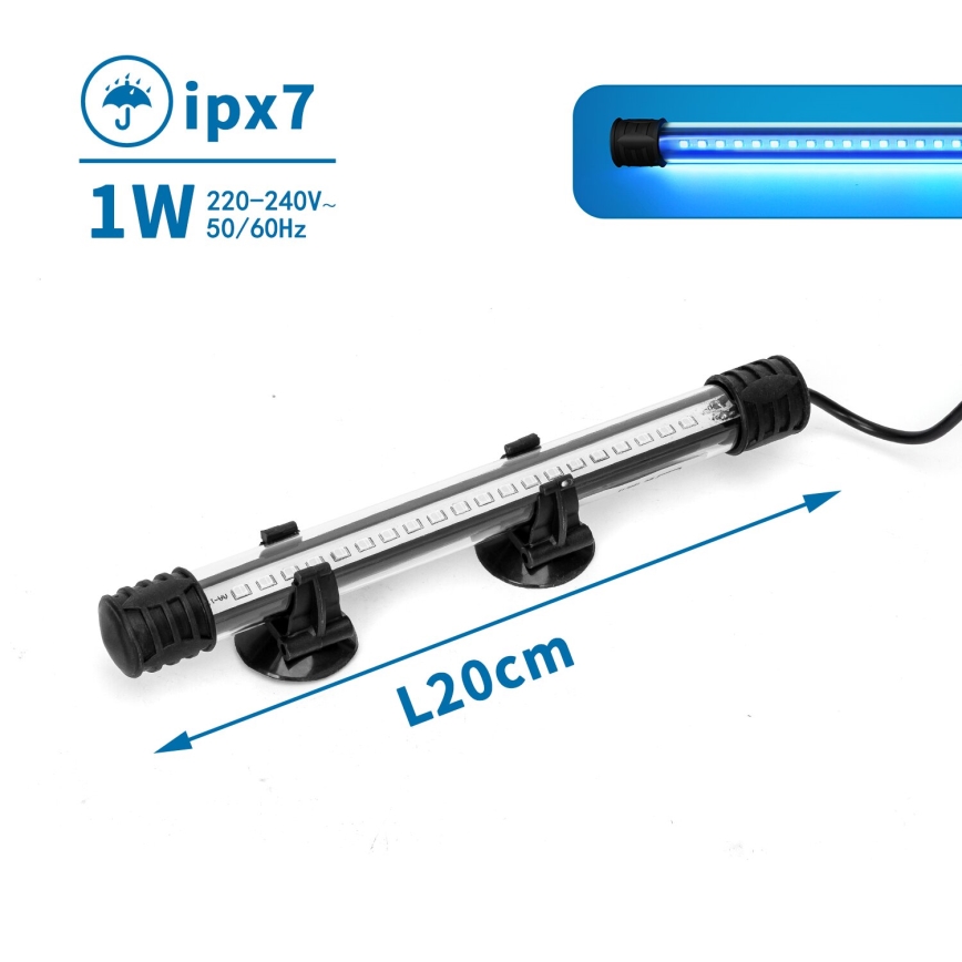 Nobleza - Aquarienbeleuchtung LED/1W/230V IPX7 20 cm