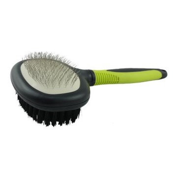 Nobleza - Doppelseitige Bürste für Hunde grün