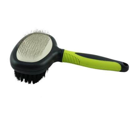 Nobleza - Doppelseitige Bürste für Hunde grün