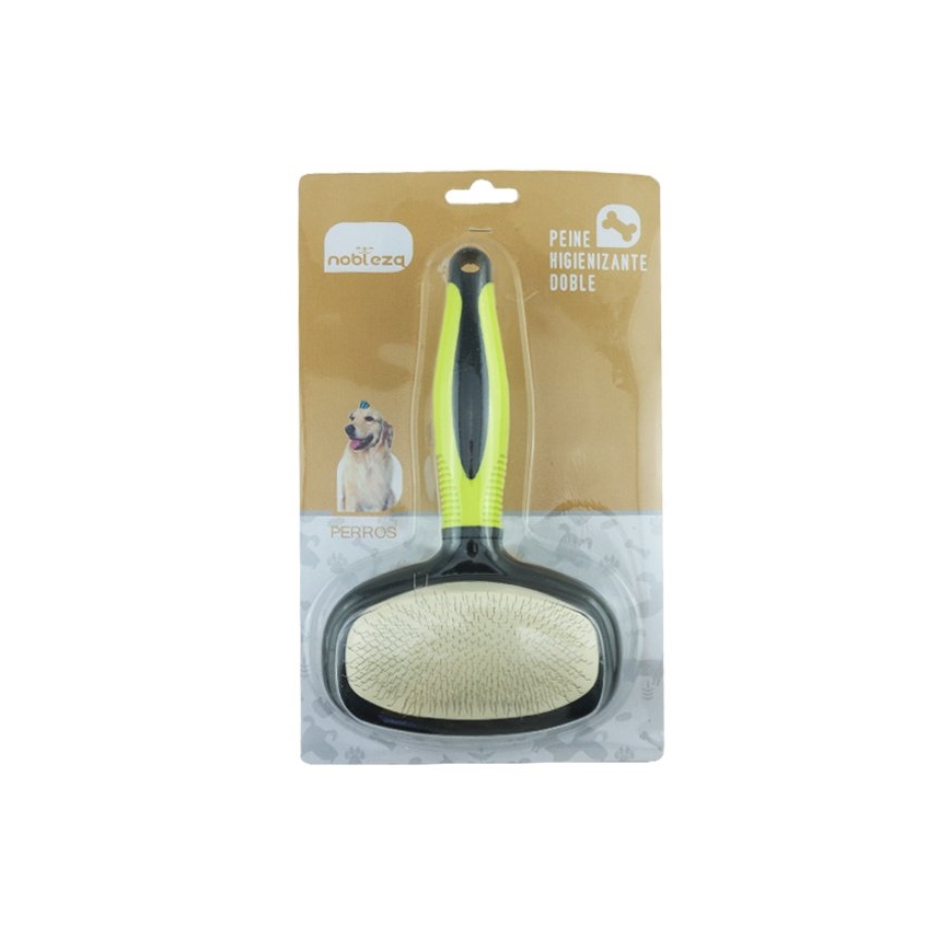 Nobleza - Doppelseitige Bürste für Hunde grün