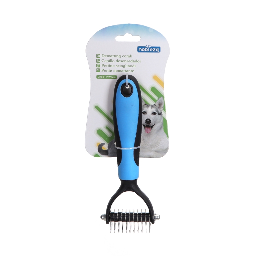 Nobleza - Trimmkamm für Hunde und Katzen blau 7 cm