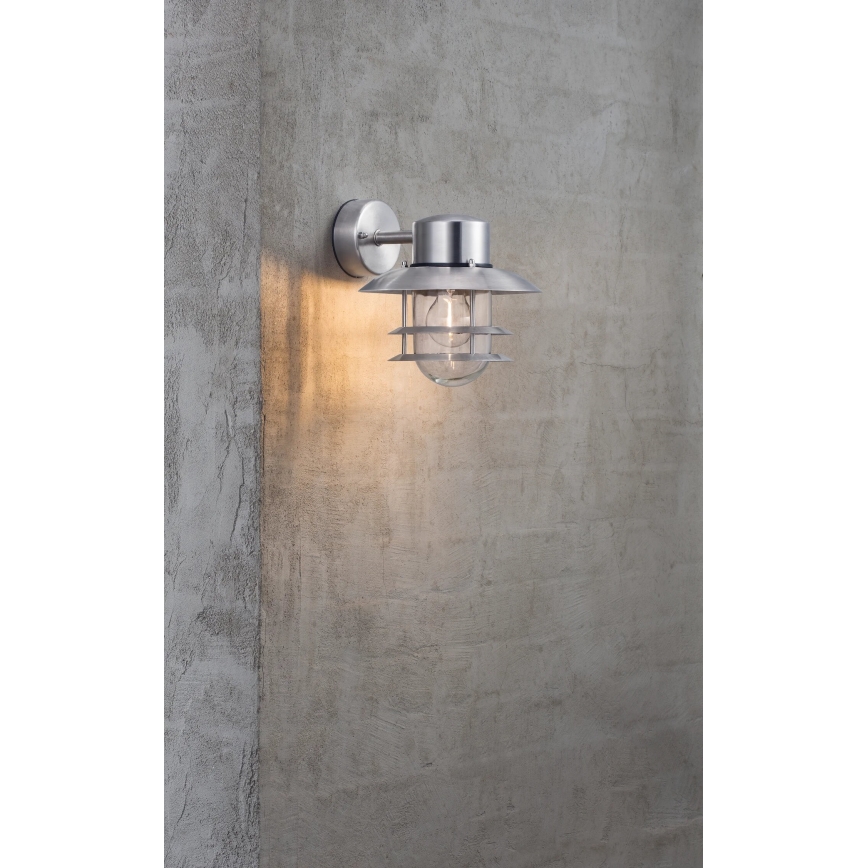 Nordlux - Outdoor-Wandleuchte BLOKHUS 1xE27/60W/230V IP54 silbern