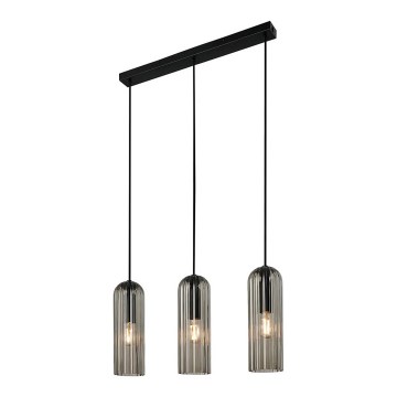 Nordlux - Pendelleuchte MIELLA an Kabel 3xE27/25W/230V schwarz/rauchfarben