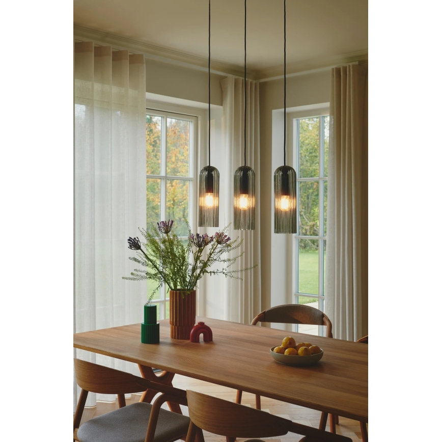 Nordlux - Pendelleuchte MIELLA an Kabel 3xE27/25W/230V schwarz/rauchfarben