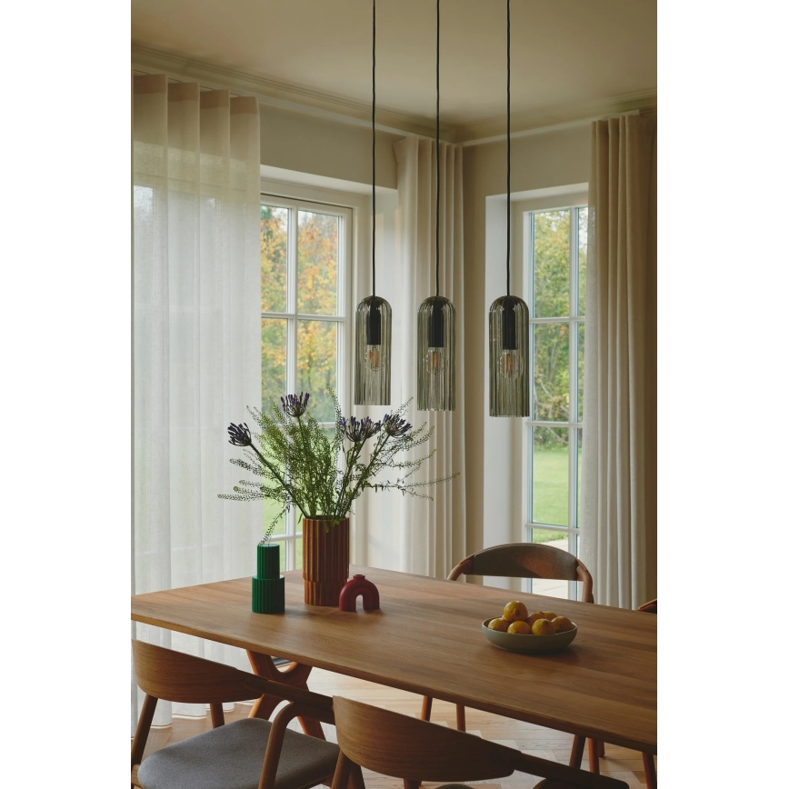 Nordlux - Pendelleuchte MIELLA an Kabel 3xE27/25W/230V schwarz/rauchfarben