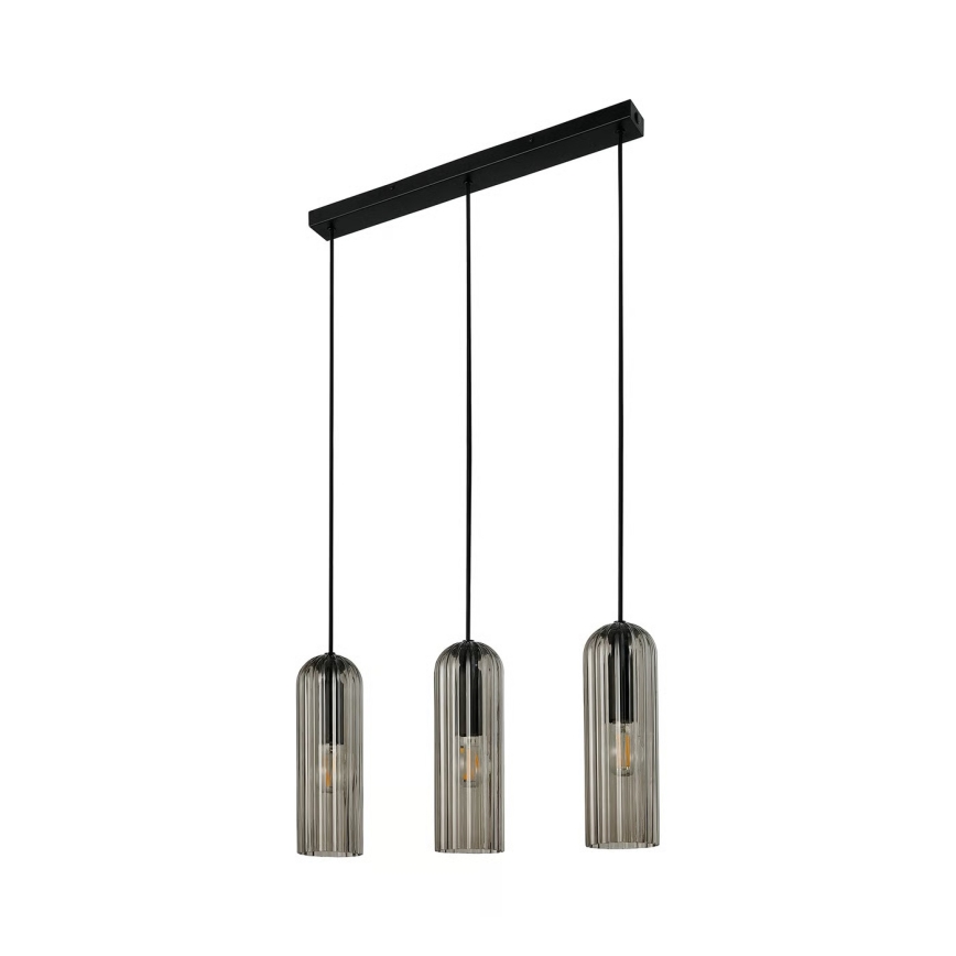 Nordlux - Pendelleuchte MIELLA an Kabel 3xE27/25W/230V schwarz/rauchfarben