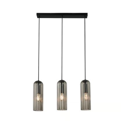 Nordlux - Pendelleuchte MIELLA an Kabel 3xE27/25W/230V schwarz/rauchfarben
