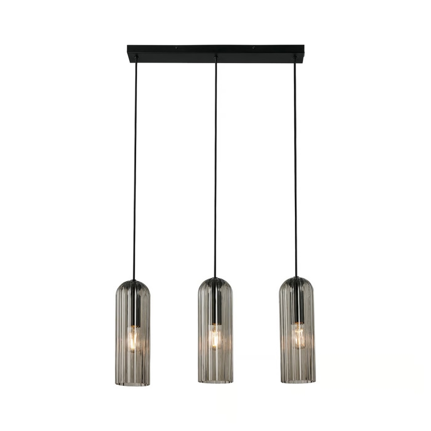Nordlux - Pendelleuchte MIELLA an Kabel 3xE27/25W/230V schwarz/rauchfarben