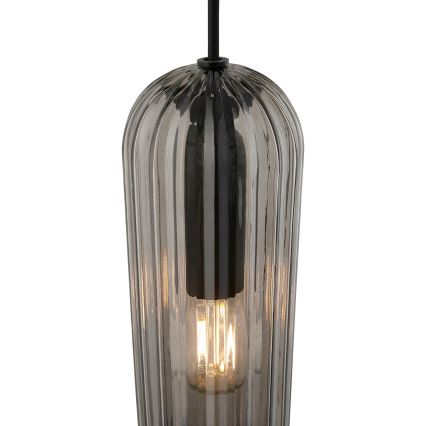 Nordlux - Pendelleuchte MIELLA an Kabel 3xE27/25W/230V schwarz/rauchfarben