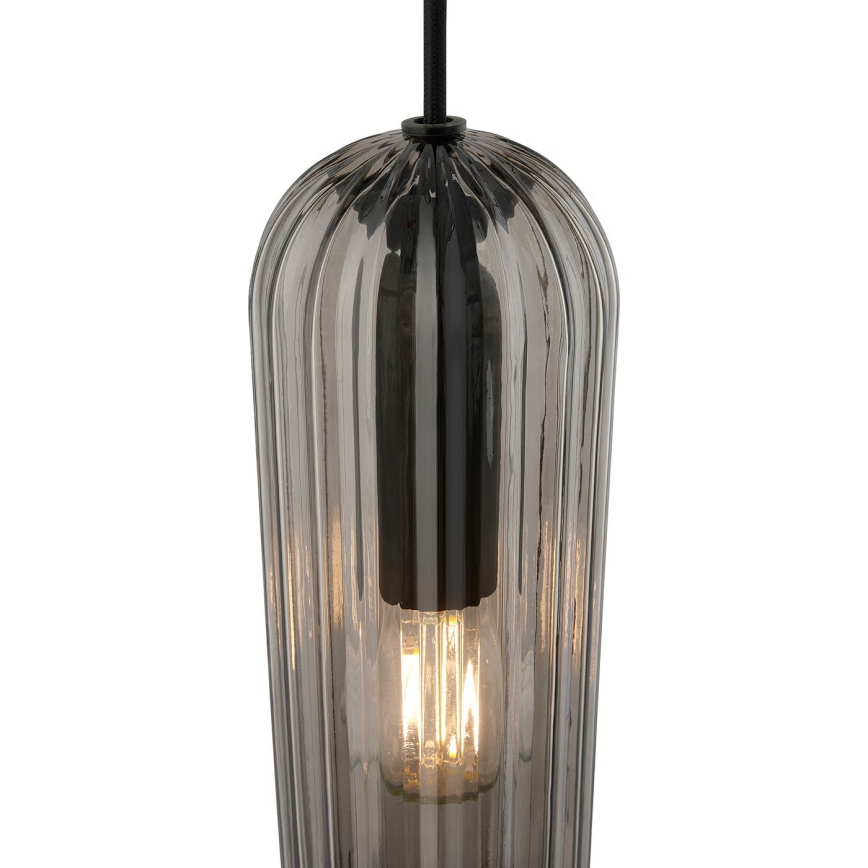 Nordlux - Pendelleuchte MIELLA an Kabel 3xE27/25W/230V schwarz/rauchfarben