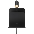Nordlux - Wandleuchte mit Spot, Ablage und USB ROOMI 1xGU10/8W/230V schwarz