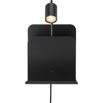 Nordlux - Wandleuchte mit Spot, Ablage und USB ROOMI 1xGU10/8W/230V schwarz