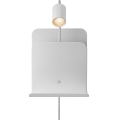 Nordlux - Wandleuchte mit Spot, Ablage und USB ROOMI 1xGU10/8W/230V Weiß