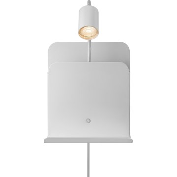 Nordlux - Wandleuchte mit Spot, Ablage und USB ROOMI 1xGU10/8W/230V Weiß