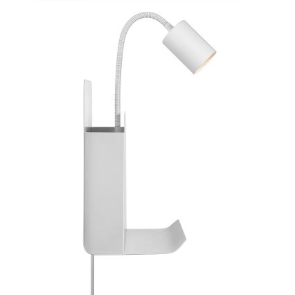 Nordlux - Wandleuchte mit Spot, Ablage und USB ROOMI 1xGU10/8W/230V Weiß