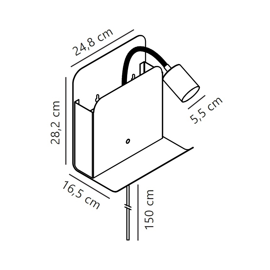 Nordlux - Wandleuchte mit Spot, Ablage und USB ROOMI 1xGU10/8W/230V Weiß