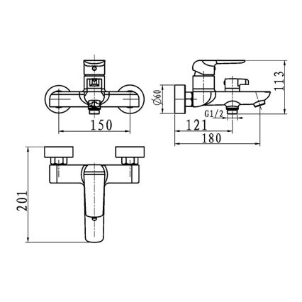 Novaservis - Badewannenarmatur NOBLESS TINA schwarz