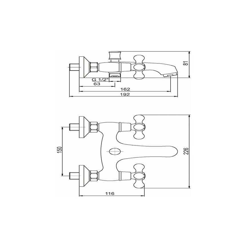 Novaservis - Badewannenarmatur TITANIA RETRO, glänzend verchromt