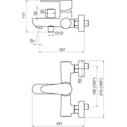Novaservis - Badewannenset mit Mischbatterie TITANIA FRESH ECO, Hochglanz-Chrom
