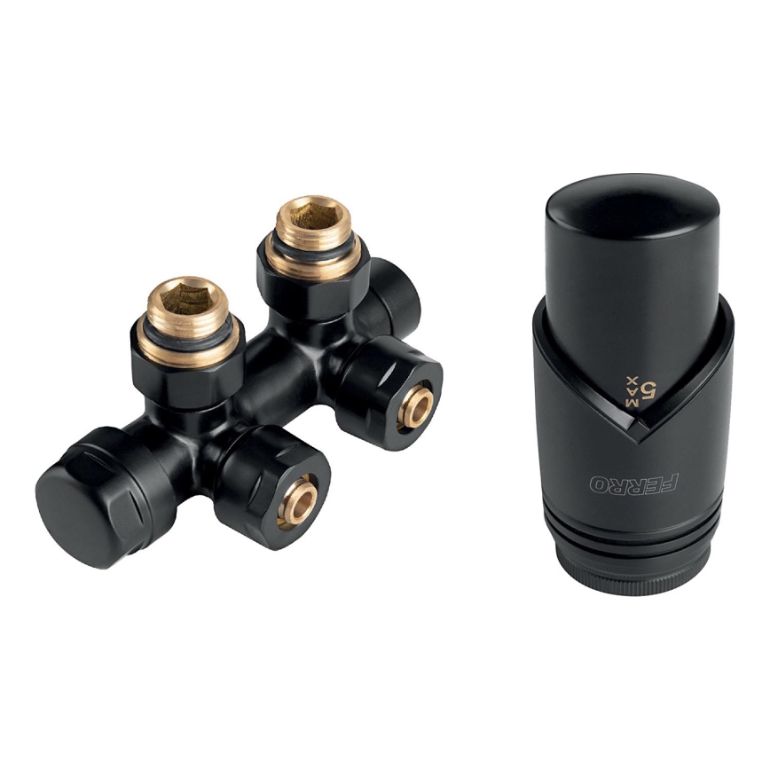 Novaservis - Eck-Set für Heizkörper mit Mittelanschluss, schwarz