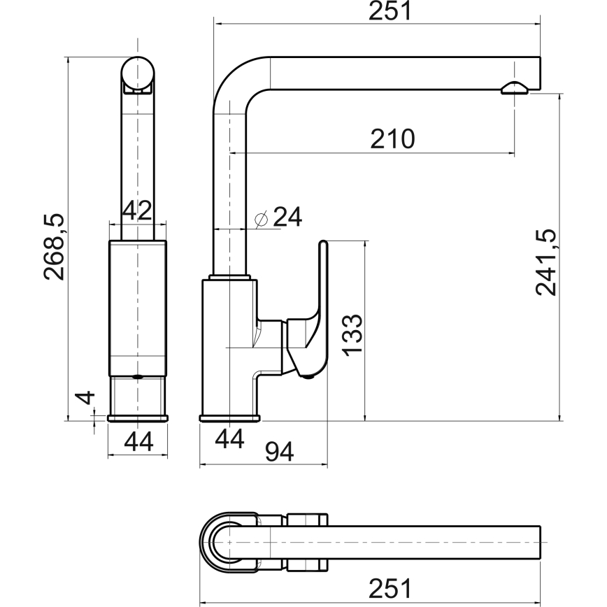 Novaservis - Spültischarmatur NOBLESS SHARP, glänzender Chrom