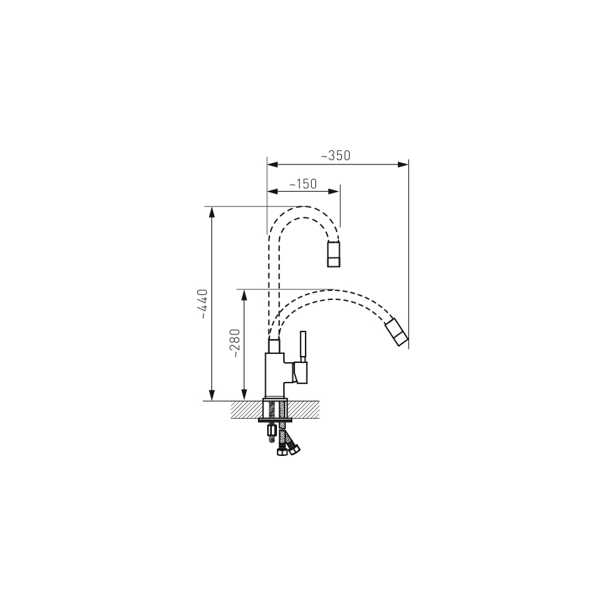 Novaservis - Wasserhahn (Armatur) mit flexiblem Arm Edelstahl/beige