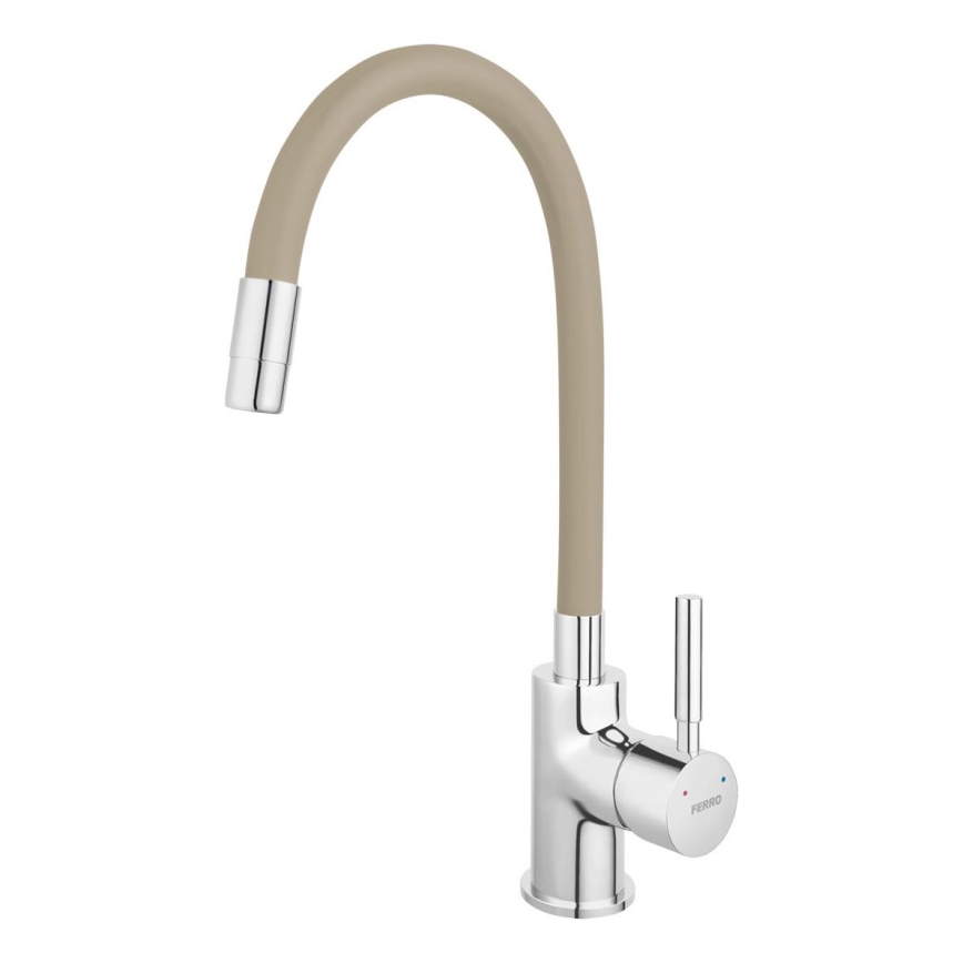 Novaservis - Wasserhahn (Armatur) mit flexiblem Arm glänzendes Chrom/beige