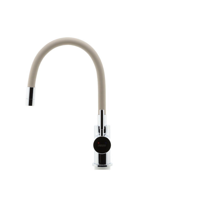 Novaservis - Wasserhahn (Armatur) mit flexiblem Arm glänzendes Chrom/beige