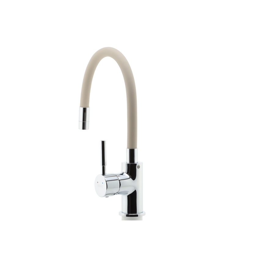 Novaservis - Wasserhahn (Armatur) mit flexiblem Arm glänzendes Chrom/beige