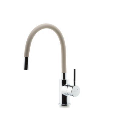 Novaservis - Wasserhahn (Armatur) mit flexiblem Arm glänzendes Chrom/beige