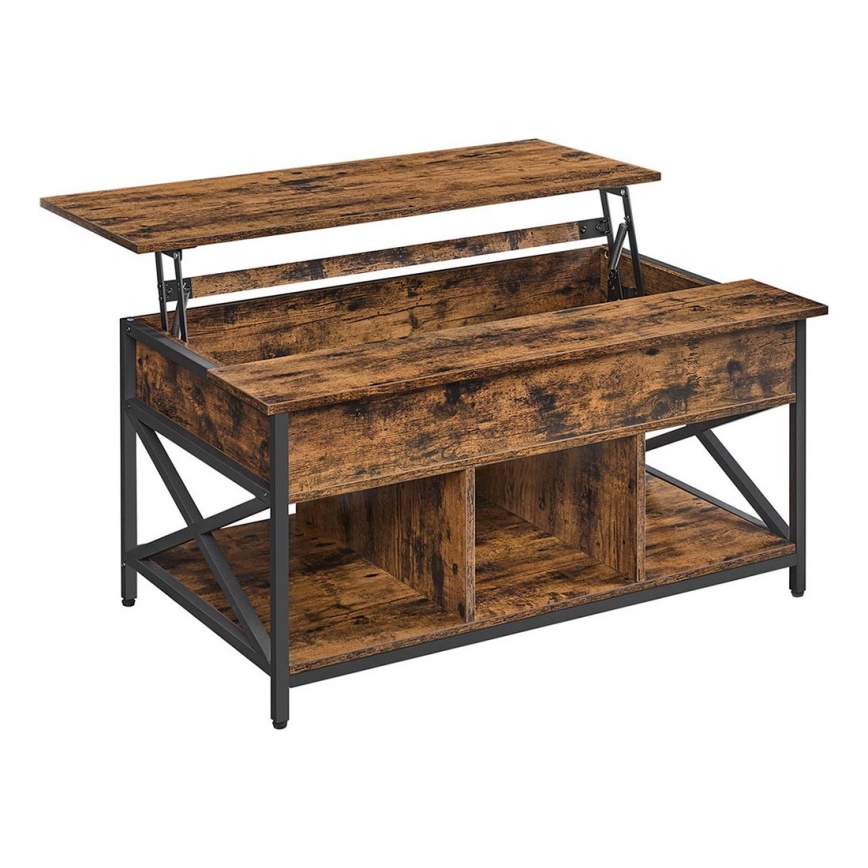 NYRO Couchtisch mit Hebefunktion, braun/schwarz