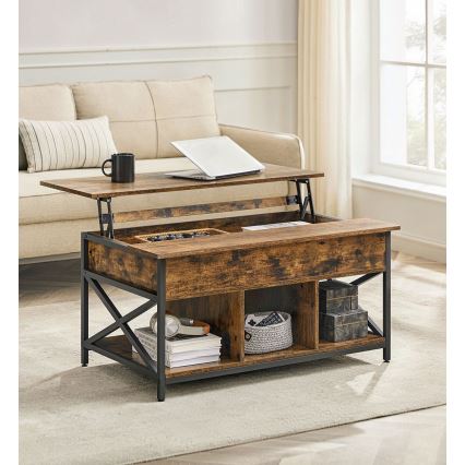 NYRO Couchtisch mit Hebefunktion, braun/schwarz