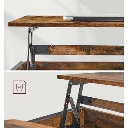 NYRO Couchtisch mit Hebefunktion, braun/schwarz