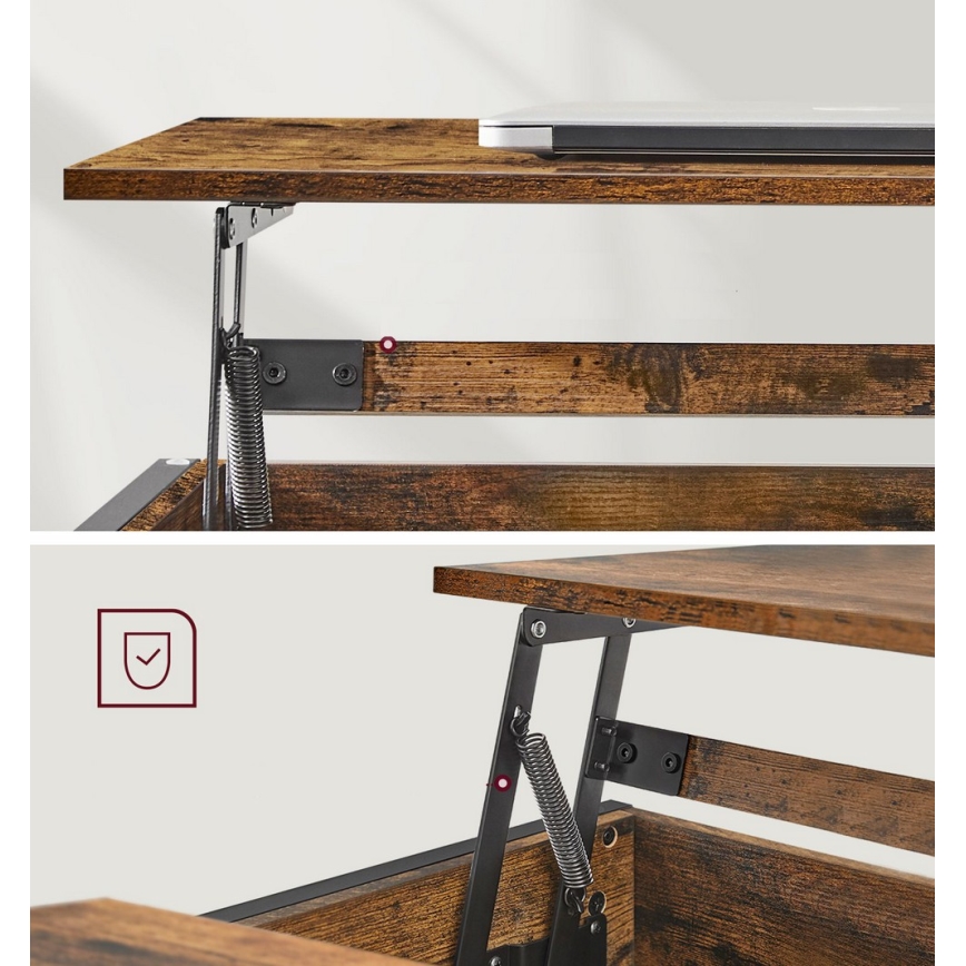 NYRO Couchtisch mit Hebefunktion, braun/schwarz