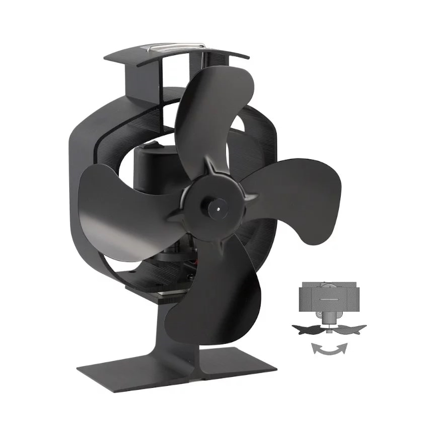 Oszillierender Kaminventilator 21x170 cm schwarz